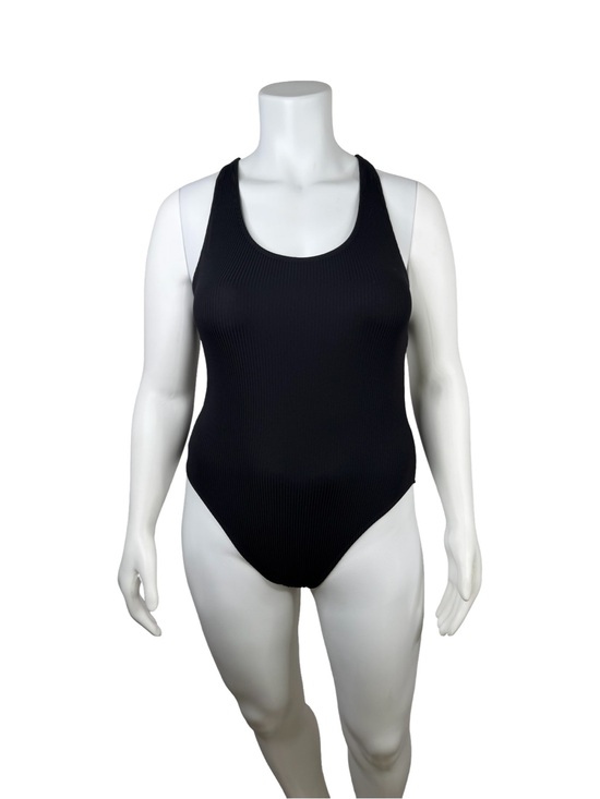 Andie Other - Andie Tulum Crossback Black Ribbed Scoop Neck One-Piece Swimsuit Sz. L NWT
